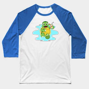 Turtle with Drink in Water Baseball T-Shirt